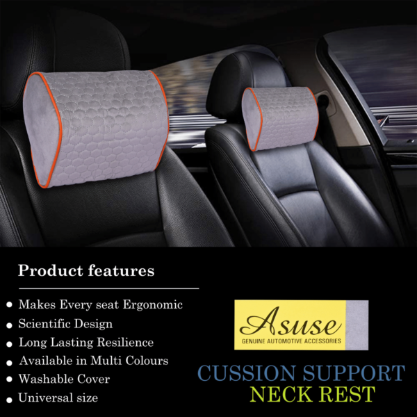 ASUSE Memory Foam Neck Rest Seat Pillow(Grey Colour)